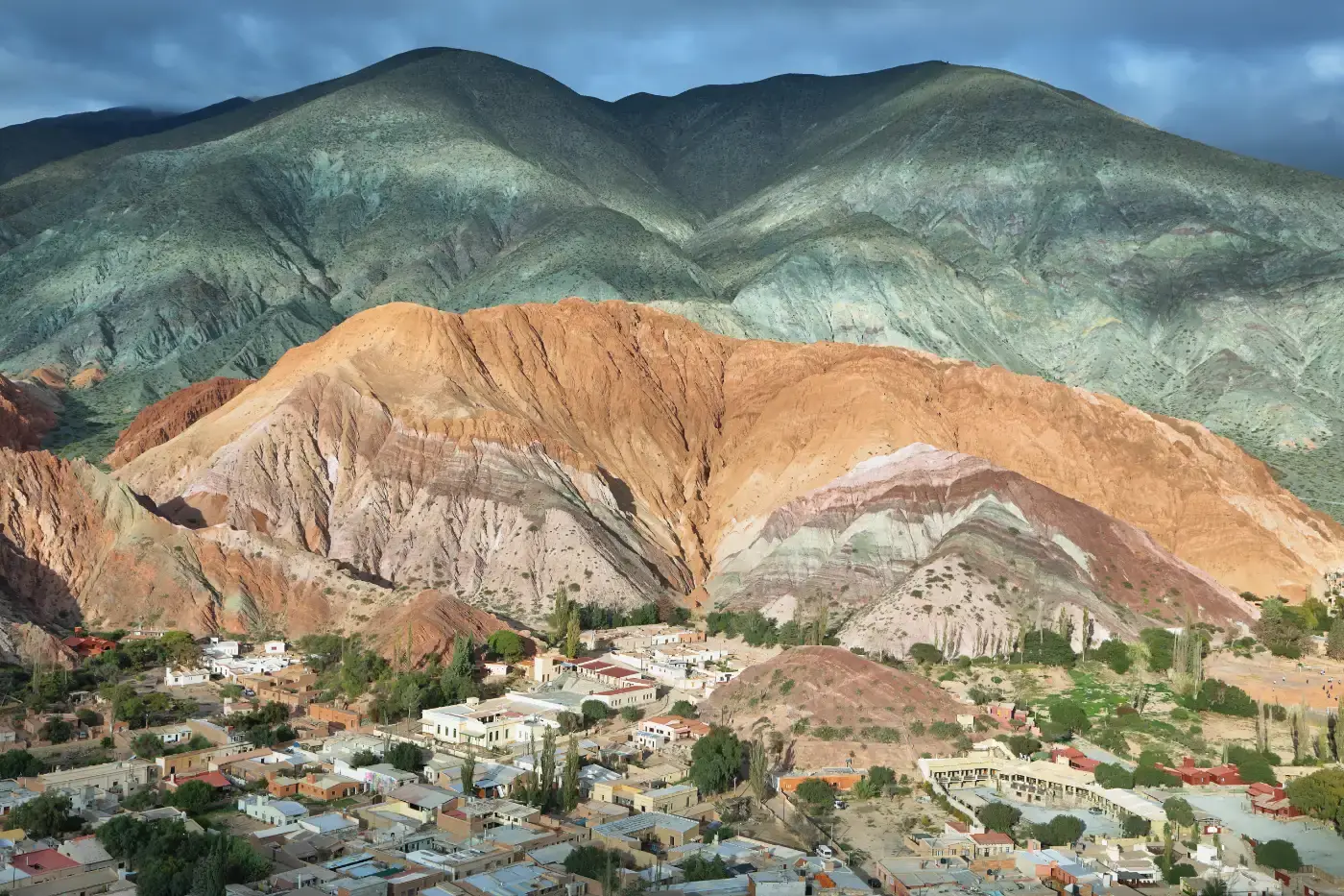 Hill of Seven Colours and the village of Purmamarca seen from the viewpoint, Jujuy